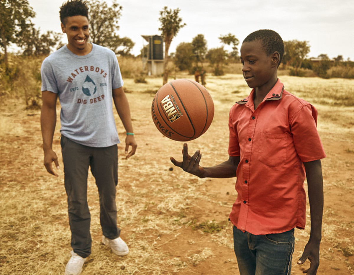 DIGGING DEEP: Brogdon, who first visited Africa when he went to Ghana as a preteen, returned in 2018 (above) and ’19 (top) as part of his work to help build drinking wells.